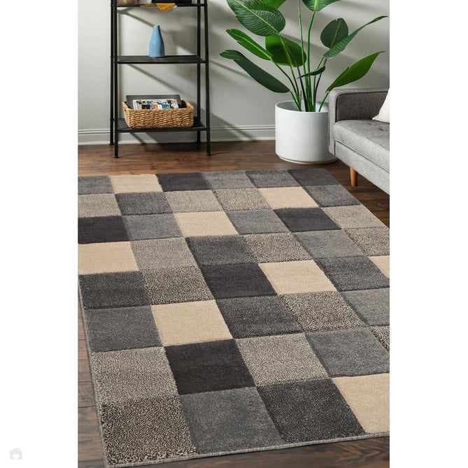 Newport Blocks Modern Geometric Tile Blocks Soft Carved Durable Short Pile Grey Runner-Melrose-Rug Love - The Most Loved Rug Store