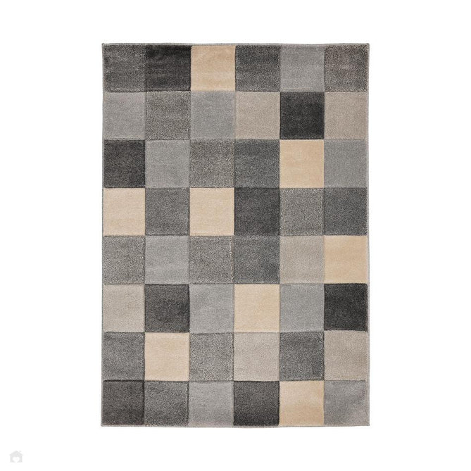 Newport Blocks Modern Geometric Tile Blocks Soft Carved Durable Short Pile Grey Runner-Melrose-Rug Love - The Most Loved Rug Store