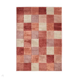 Newport Blocks Modern Geometric Tile Blocks Soft Carved Durable Short Pile Terracotta Rug