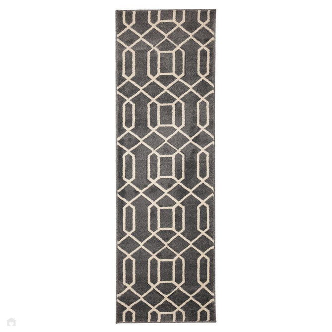 Newport Lattice Modern Geometric Lattice Soft Carved Durable Short Pile Charcoal Grey Rug-Melrose-Rug Love - The Most Loved Rug Store