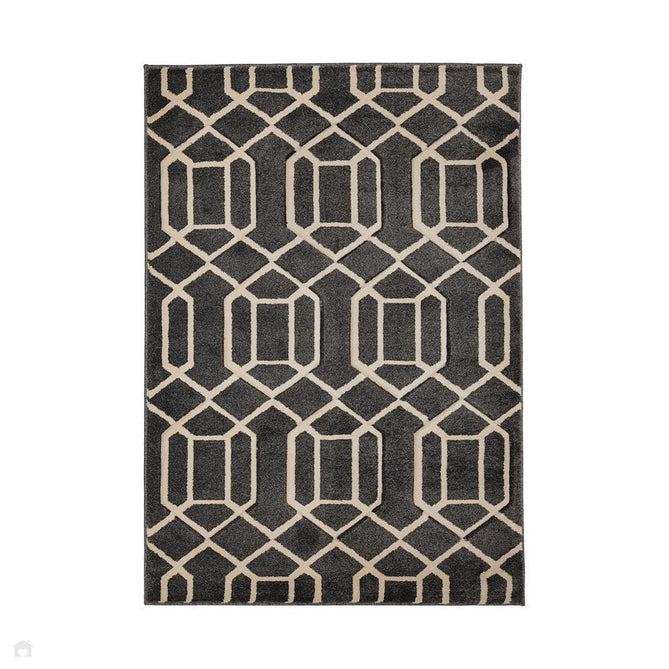 Newport Lattice Modern Geometric Lattice Soft Carved Durable Short Pile Charcoal Grey Rug-Melrose-Rug Love - The Most Loved Rug Store
