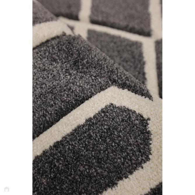 Newport Lattice Modern Geometric Lattice Soft Carved Durable Short Pile Charcoal Grey Runner-Melrose-Rug Love - The Most Loved Rug Store