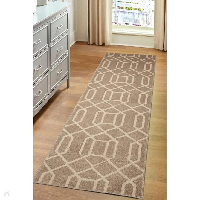 Newport Lattice Modern Geometric Lattice Soft Carved Durable Short Pile Natural Runner-Melrose-Rug Love - The Most Loved Rug Store