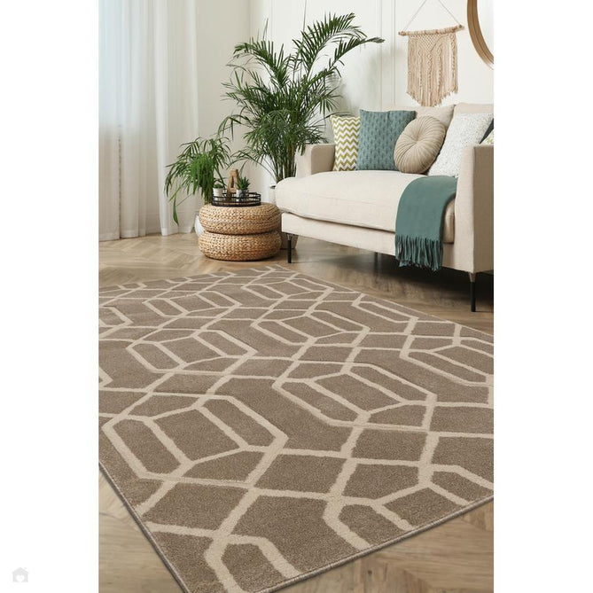 Newport Lattice Modern Geometric Lattice Soft Carved Durable Short Pile Natural Runner-Melrose-Rug Love - The Most Loved Rug Store
