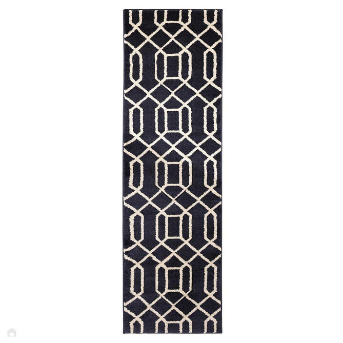 Newport Lattice Modern Geometric Lattice Soft Carved Durable Short Pile Navy Rug-Melrose-Rug Love - The Most Loved Rug Store