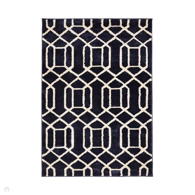 Newport Lattice Modern Geometric Lattice Soft Carved Durable Short Pile Navy Runner-Melrose-Rug Love - The Most Loved Rug Store