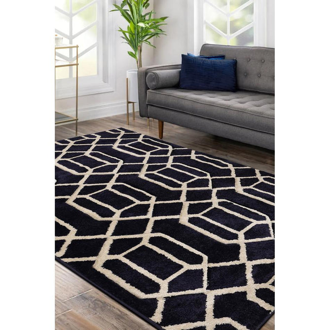 Newport Lattice Navy Runner-Melrose-Rug Love - The Most Loved Rug Store