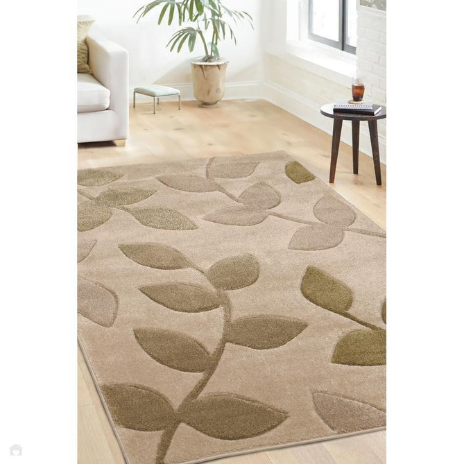 Newport Leaf Modern Floral Botanical Soft Carved Durable Short Pile Beige/Green/Taupe Rug-Melrose-Rug Love - The Most Loved Rug Store