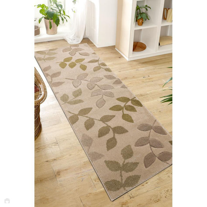 Newport Leaf Modern Floral Botanical Soft Carved Durable Short Pile Beige/Green/Taupe Runner-Melrose-Rug Love - The Most Loved Rug Store