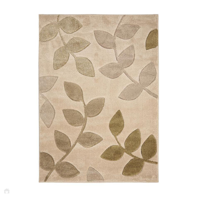 Newport Leaf Modern Floral Botanical Soft Carved Durable Short Pile Beige/Green/Taupe Runner-Melrose-Rug Love - The Most Loved Rug Store