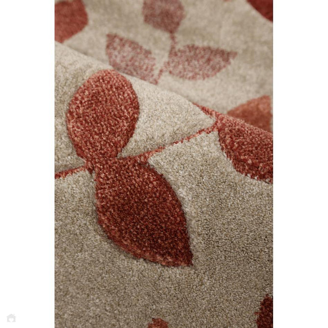 Newport Leaf Modern Floral Botanical Soft Carved Durable Short Pile Beige/Rust Red/Terracotta Runner-Melrose-Rug Love - The Most Loved Rug Store