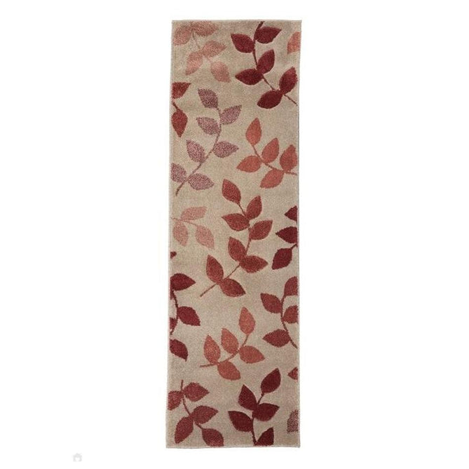 Newport Leaf Modern Floral Botanical Soft Carved Durable Short Pile Beige/Rust Red/Terracotta Runner-Melrose-Rug Love - The Most Loved Rug Store