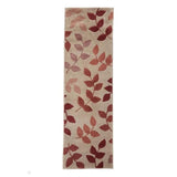 Newport Leaf Modern Floral Botanical Soft Carved Durable Short Pile Beige/Rust Red/Terracotta Runner