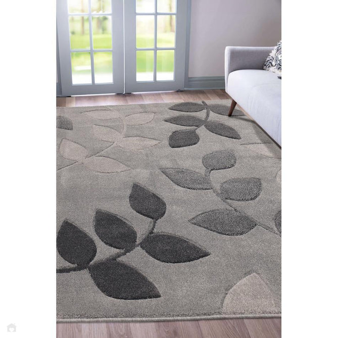 Newport Leaf Modern Floral Botanical Soft Carved Durable Short Pile Grey Rug-Melrose-Rug Love - The Most Loved Rug Store