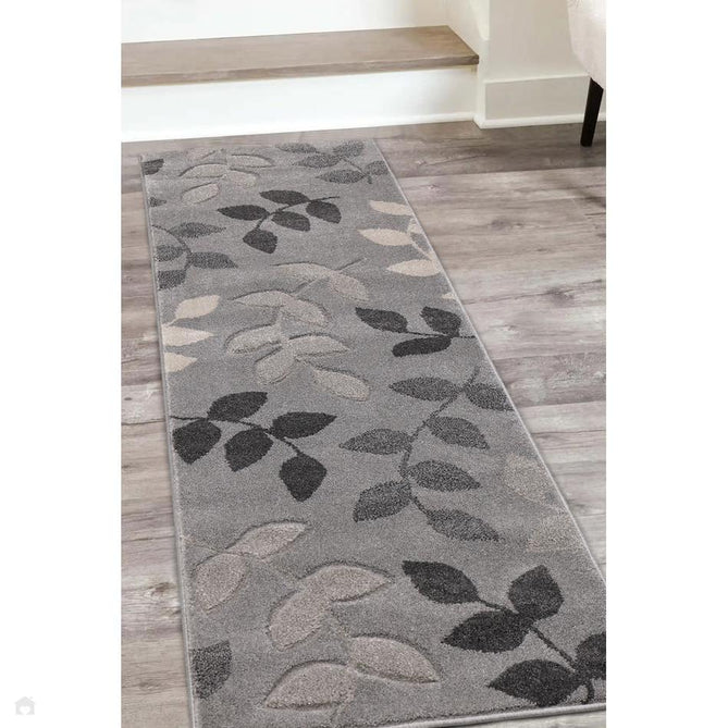 Newport Leaf Modern Floral Botanical Soft Carved Durable Short Pile Grey Rug-Melrose-Rug Love - The Most Loved Rug Store