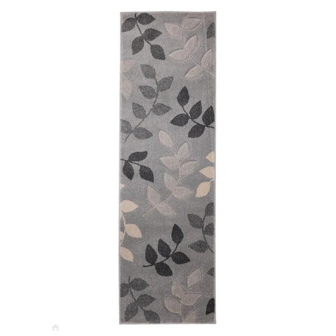 Newport Leaf Modern Floral Botanical Soft Carved Durable Short Pile Grey Runner-Melrose-Rug Love - The Most Loved Rug Store