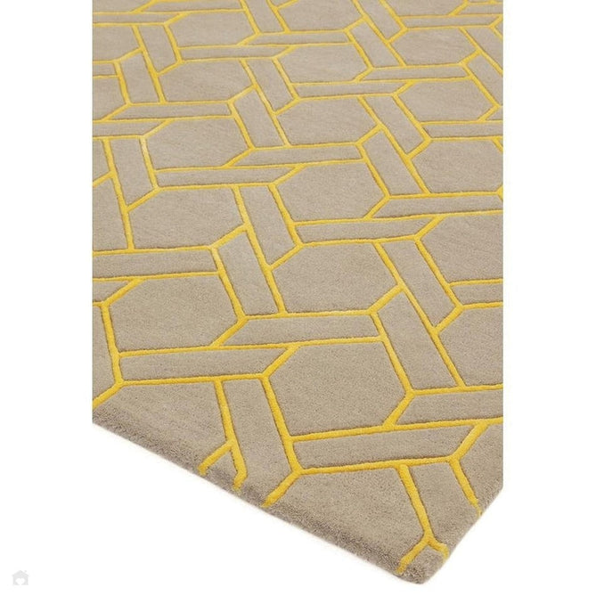 Nexus Fine Lines Modern Geometric High-Density Heavyweight Hand-Carved Wool&Viscose FL02 Silver/Yellow Rug-Asiatic Carpets-Rug Love - The Most Loved Rug Store