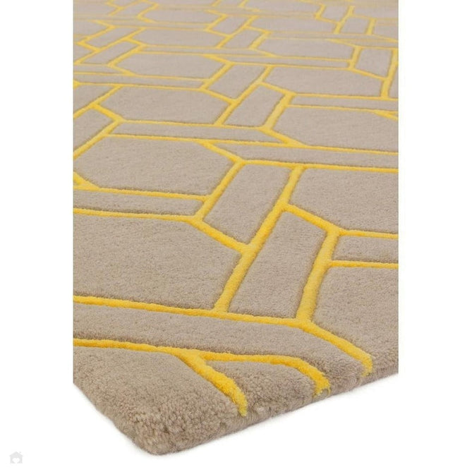 Nexus Fine Lines Modern Geometric High-Density Heavyweight Hand-Carved Wool&Viscose FL02 Silver/Yellow Rug-Asiatic Carpets-Rug Love - The Most Loved Rug Store