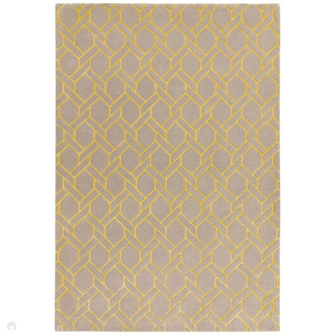 Nexus Fine Lines Modern Geometric High-Density Heavyweight Hand-Carved Wool&Viscose FL02 Silver/Yellow Rug-Asiatic Carpets-Rug Love - The Most Loved Rug Store