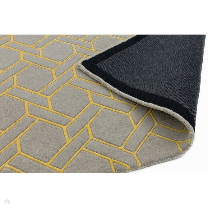Nexus Fine Lines Modern Geometric High-Density Heavyweight Hand-Carved Wool&Viscose FL02 Silver/Yellow Rug-Asiatic Carpets-Rug Love - The Most Loved Rug Store