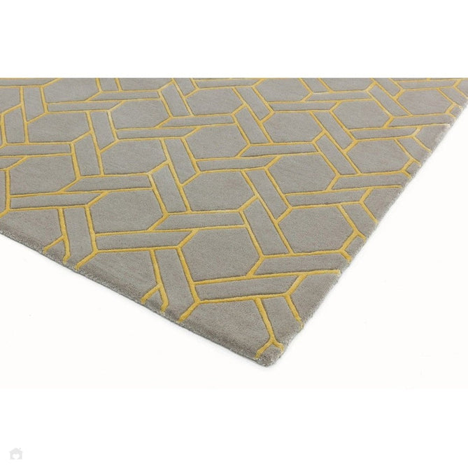 Nexus Fine Lines Modern Geometric High-Density Heavyweight Hand-Carved Wool&Viscose FL02 Silver/Yellow Rug-Asiatic Carpets-Rug Love - The Most Loved Rug Store