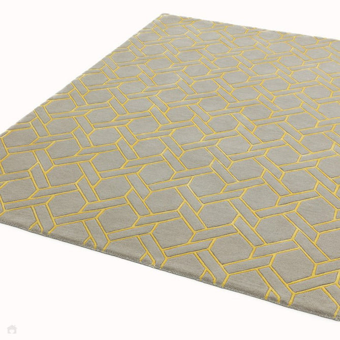 Nexus Fine Lines Modern Geometric High-Density Heavyweight Hand-Carved Wool&Viscose FL02 Silver/Yellow Rug-Asiatic Carpets-Rug Love - The Most Loved Rug Store