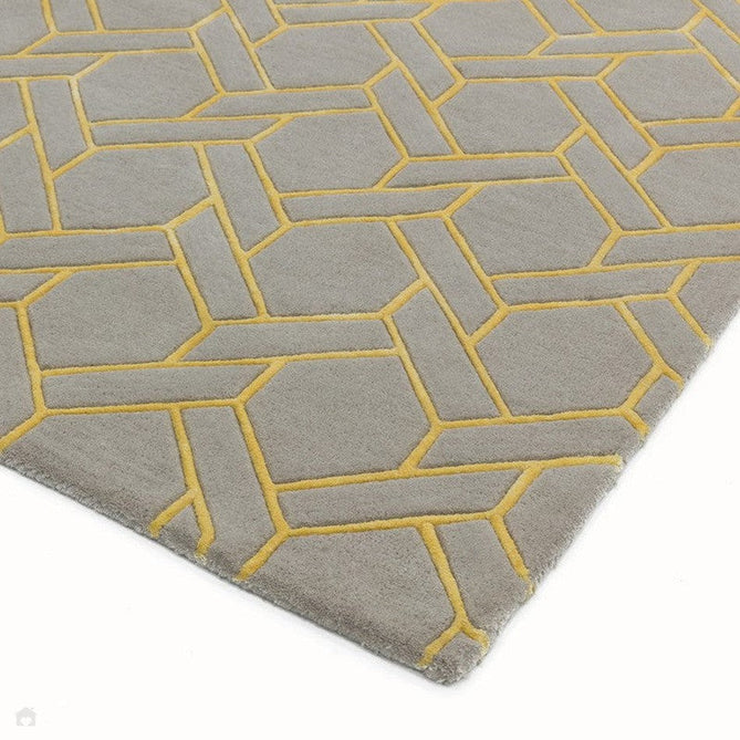 Nexus Fine Lines Modern Geometric High-Density Heavyweight Hand-Carved Wool&Viscose FL02 Silver/Yellow Rug-Asiatic Carpets-Rug Love - The Most Loved Rug Store