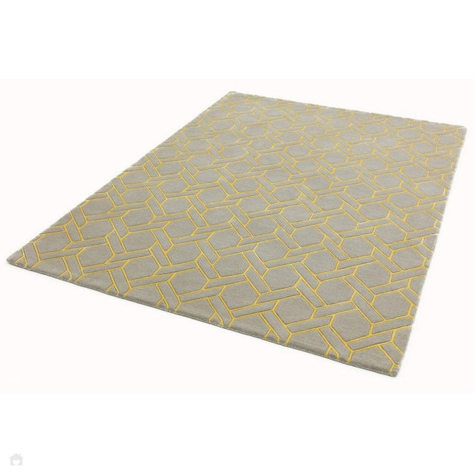 Nexus Fine Lines Modern Geometric High-Density Heavyweight Hand-Carved Wool&Viscose FL02 Silver/Yellow Rug-Asiatic Carpets-Rug Love - The Most Loved Rug Store