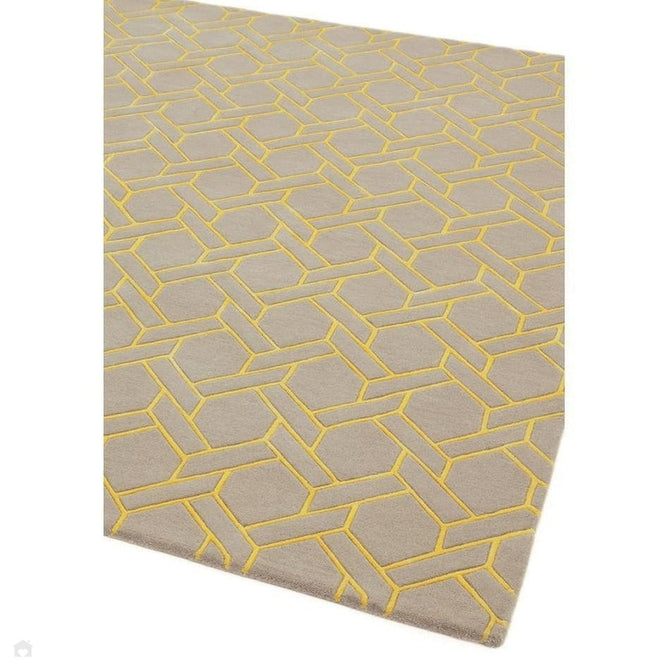 Nexus Fine Lines Modern Geometric High-Density Heavyweight Hand-Carved Wool&Viscose FL02 Silver/Yellow Rug-Asiatic Carpets-Rug Love - The Most Loved Rug Store