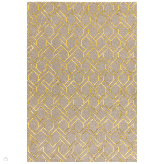 Nexus Fine Lines Modern Geometric High-Density Heavyweight Hand-Carved Wool&Viscose FL02 Silver/Yellow Rug-Asiatic Carpets-Rug Love - The Most Loved Rug Store