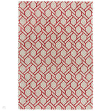 Nexus Fine Lines Modern Geometric High-Density Heavyweight Hand-Carved Wool&Viscose FL03 Silver/Red Rug