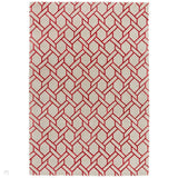 Nexus Fine Lines Modern Geometric High-Density Heavyweight Hand-Carved Wool&Viscose FL03 Silver/Red Rug