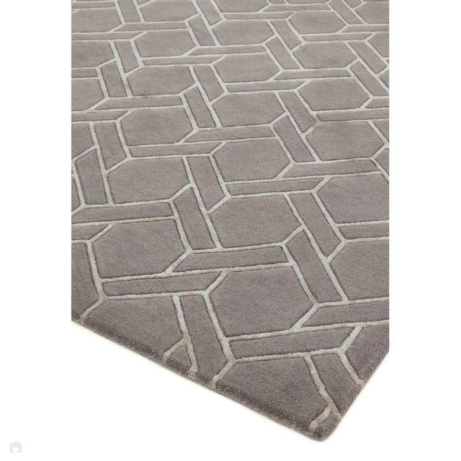 Nexus Fine Lines Modern Geometric High-Density Heavyweight Hand-Carved Wool&Viscose FL06 Grey/Silver Rug-Asiatic Carpets-Rug Love - The Most Loved Rug Store