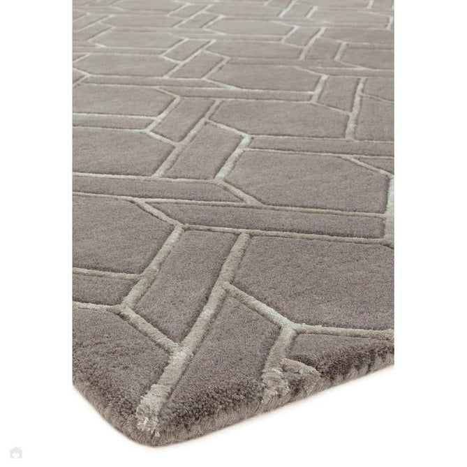 Nexus Fine Lines Modern Geometric High-Density Heavyweight Hand-Carved Wool&Viscose FL06 Grey/Silver Rug-Asiatic Carpets-Rug Love - The Most Loved Rug Store