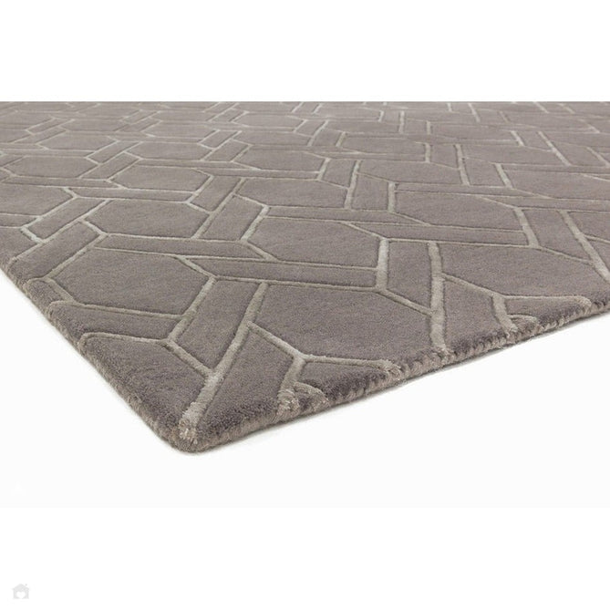 Nexus Fine Lines Modern Geometric High-Density Heavyweight Hand-Carved Wool&Viscose FL06 Grey/Silver Rug-Asiatic Carpets-Rug Love - The Most Loved Rug Store