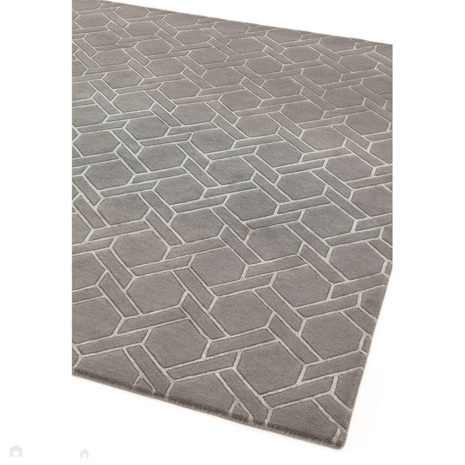 Nexus Fine Lines Modern Geometric High-Density Heavyweight Hand-Carved Wool&Viscose FL06 Grey/Silver Rug-Asiatic Carpets-Rug Love - The Most Loved Rug Store