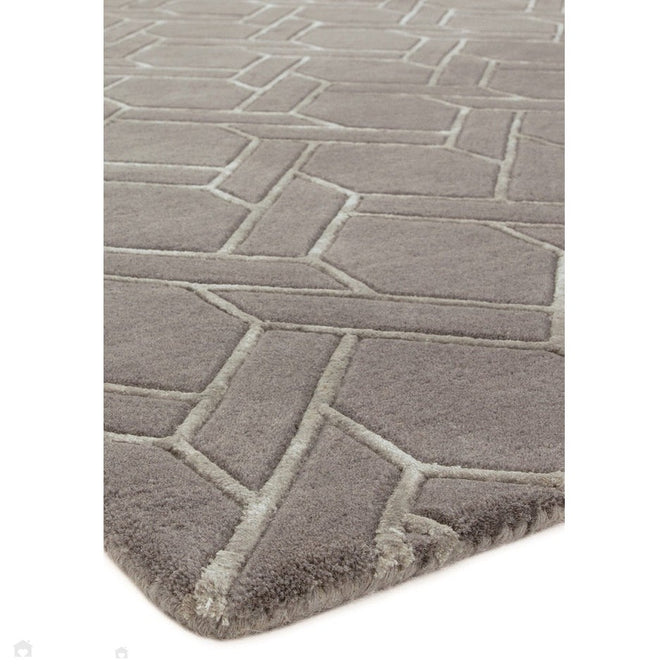 Nexus Fine Lines Modern Geometric High-Density Heavyweight Hand-Carved Wool&Viscose FL06 Grey/Silver Rug-Asiatic Carpets-Rug Love - The Most Loved Rug Store