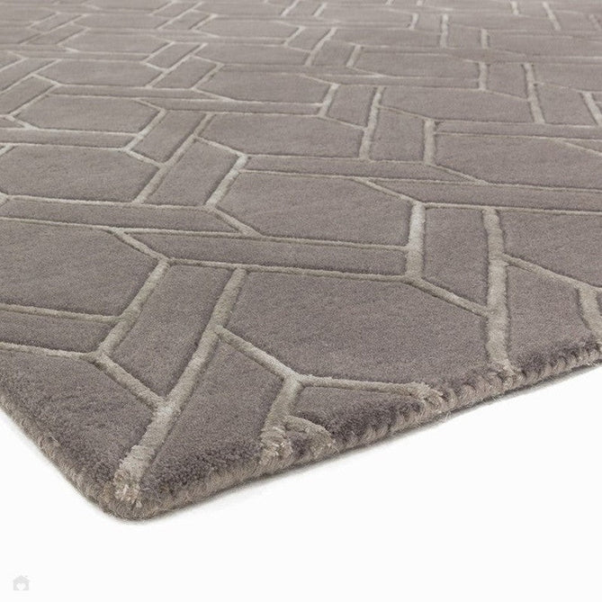 Nexus Fine Lines Modern Geometric High-Density Heavyweight Hand-Carved Wool&Viscose FL06 Grey/Silver Rug-Asiatic Carpets-Rug Love - The Most Loved Rug Store