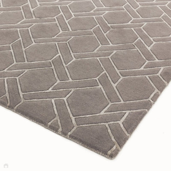 Nexus Fine Lines Modern Geometric High-Density Heavyweight Hand-Carved Wool&Viscose FL06 Grey/Silver Rug-Asiatic Carpets-Rug Love - The Most Loved Rug Store