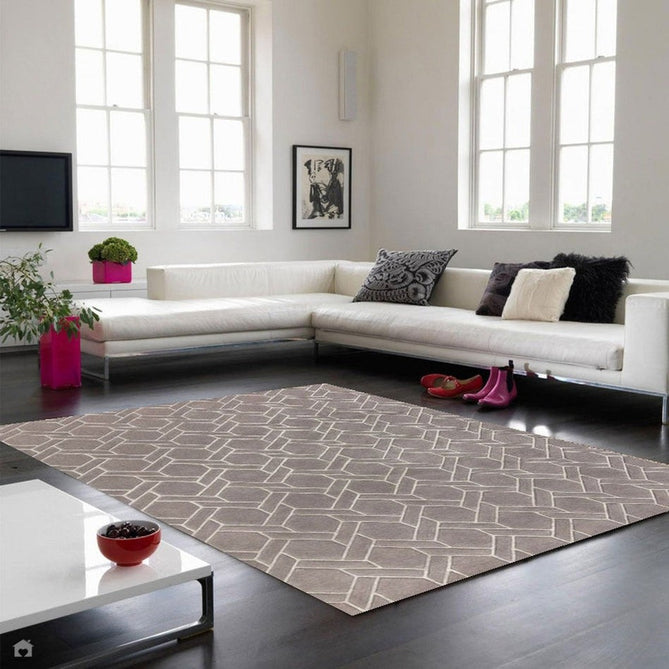 Nexus Fine Lines Modern Geometric High-Density Heavyweight Hand-Carved Wool&Viscose FL06 Grey/Silver Rug-Asiatic Carpets-Rug Love - The Most Loved Rug Store