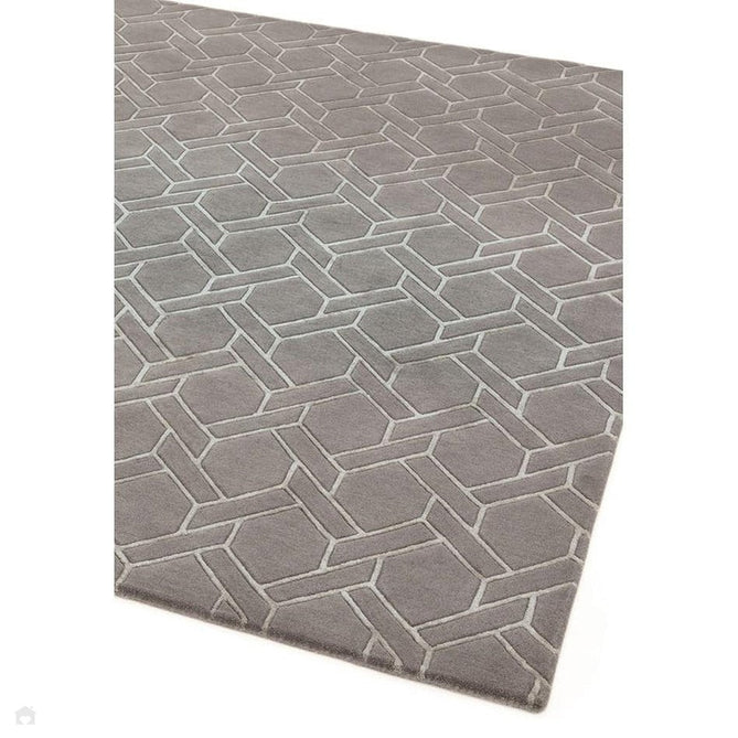 Nexus Fine Lines Modern Geometric High-Density Heavyweight Hand-Carved Wool&Viscose FL06 Grey/Silver Rug-Asiatic Carpets-Rug Love - The Most Loved Rug Store
