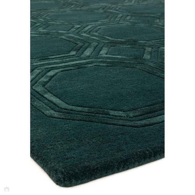 Nexus Octagon Modern Geometric High-Density Heavyweight Hand-Carved Wool&Viscose OC02 Petrol Rug-Asiatic Carpets-Rug Love - The Most Loved Rug Store