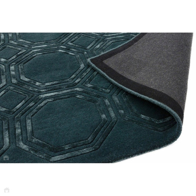 Nexus Octagon Modern Geometric High-Density Heavyweight Hand-Carved Wool&Viscose OC02 Petrol Rug-Asiatic Carpets-Rug Love - The Most Loved Rug Store