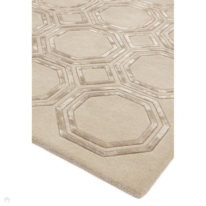 Nexus Octagon Modern Geometric High-Density Heavyweight Hand-Carved Wool&Viscose OC03 Beige Rug-Asiatic Carpets-Rug Love - The Most Loved Rug Store