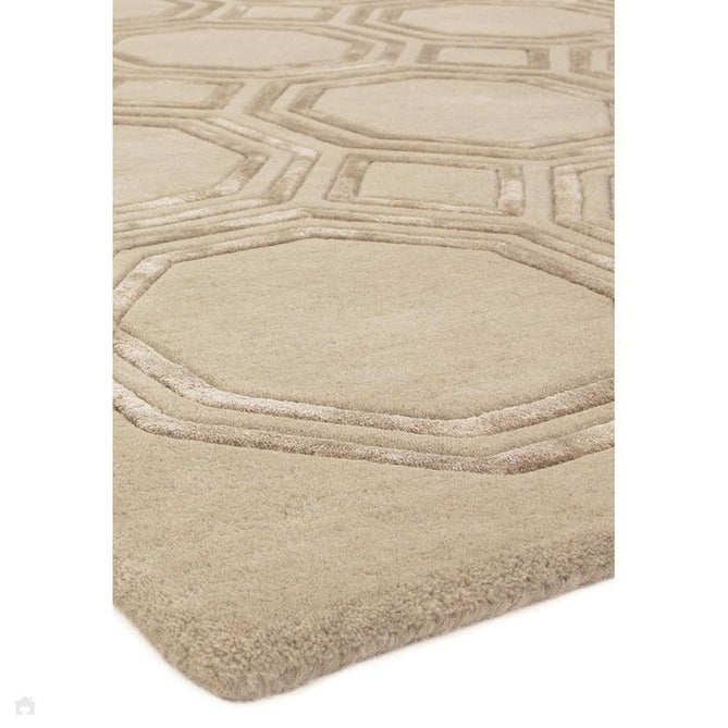 Nexus Octagon Modern Geometric High-Density Heavyweight Hand-Carved Wool&Viscose OC03 Beige Rug-Asiatic Carpets-Rug Love - The Most Loved Rug Store