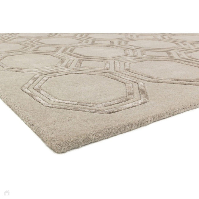 Nexus Octagon Modern Geometric High-Density Heavyweight Hand-Carved Wool&Viscose OC03 Beige Rug-Asiatic Carpets-Rug Love - The Most Loved Rug Store