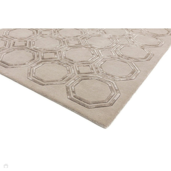 Nexus Octagon Modern Geometric High-Density Heavyweight Hand-Carved Wool&Viscose OC03 Beige Rug-Asiatic Carpets-Rug Love - The Most Loved Rug Store