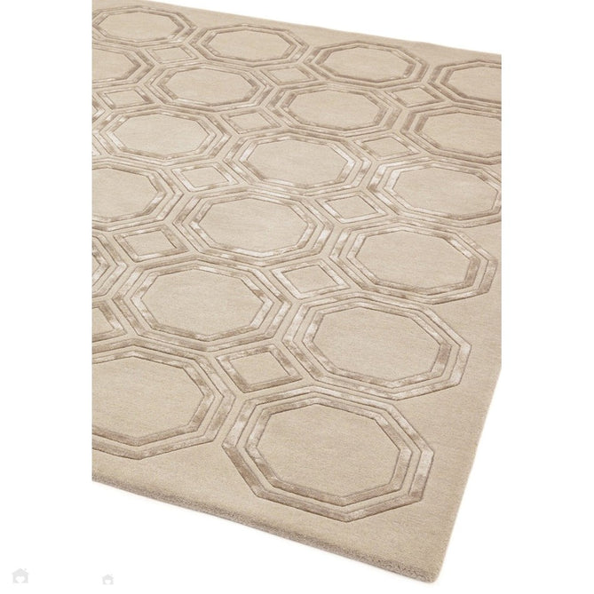 Nexus Octagon Modern Geometric High-Density Heavyweight Hand-Carved Wool&Viscose OC03 Beige Rug-Asiatic Carpets-Rug Love - The Most Loved Rug Store
