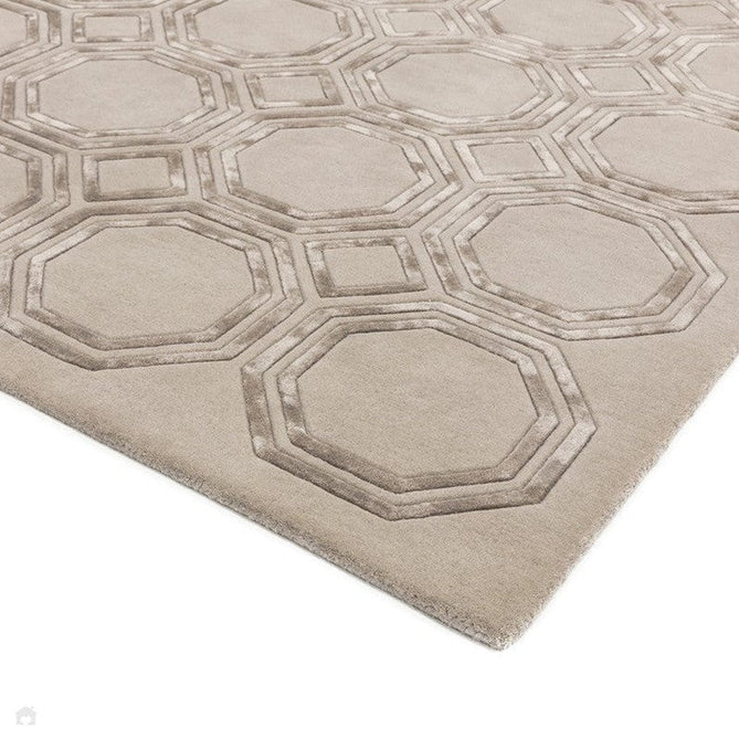 Nexus Octagon Modern Geometric High-Density Heavyweight Hand-Carved Wool&Viscose OC03 Beige Rug-Asiatic Carpets-Rug Love - The Most Loved Rug Store