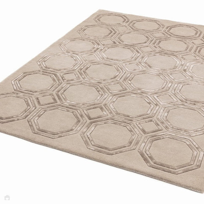 Nexus Octagon Modern Geometric High-Density Heavyweight Hand-Carved Wool&Viscose OC03 Beige Rug-Asiatic Carpets-Rug Love - The Most Loved Rug Store